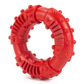 Meilleurs prix pour Donut à Mâcher en Caoutchouc pour Chien Résistant aux Morsures Antidérapant Forme Anneau Jouet Nettoyant pour Dents pour Animal de Compagnie Rouge orange
