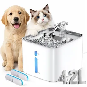 Meilleurs prix pour 4.2L Fontaine a Eau Chat  - WF020- Ultra-silencieux 25dB - SUS304 - pour Chiens Plusieurs Animaux de Compagnie - Blanc