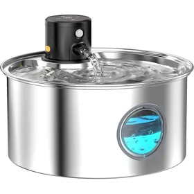 Meilleurs prix pour Fontaine chat sans fil 32 L INOX détecteur mouvement pile rechargeable 4000 mAh. Label