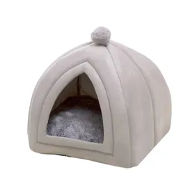 Meilleurs prix pour Automne Hiver Lit Profond pour Chat Dormant avec Tapis Tente pour Animaux de Compagnie Nid Grotte Confortable Panier de Sommeil d'Intérieur Maison pour Petit Chien Fournitures pour Animaux de Compagnie 40x40x42cm white