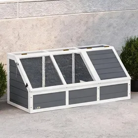 Comparer les prix de Enclos extérieur pour tortues et petits animaux en bois de sapin gris clair 2 zones couvercle ouvrable 120 x 55 x 50 cm