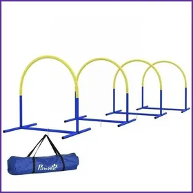 Meilleurs prix pour Set dagilité pour chiens 4 pièces - Sunjet - Portable sac inclus adapté jeunes/âgés chiens - Bleu