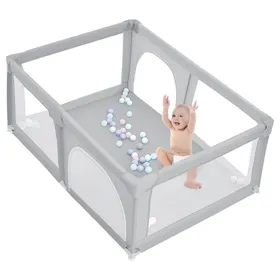Meilleurs prix pour Parc rectangulaire grand espace pour bébé - HOMEWELL - YIPEEMA - Gris - 50 balles