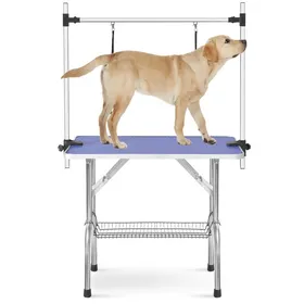 Meilleurs prix pour Table de toilettage professionnelle pour animaux pliable avec bras de toilettage panier et surface antidérapante noir