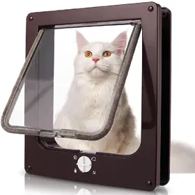 Meilleurs prix pour Porte pour Chat 23,5 x 27 x 5,5 cm, Marron, Taille X L, Porte pour Chat avec Serrure à 4 Vo