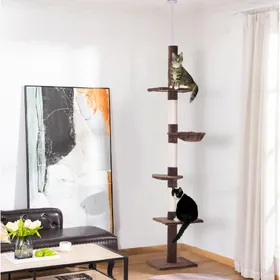 Meilleurs prix pour Arbre à chat de plafond réglable marron 40 x 34 x 230-260 cm