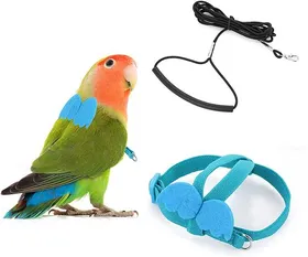 Comparer les prix de Harnais Perroquet Laisse Réglable FONGWAN Corde Anti-morsure Entraînement Vol pour Animaux Oiseaux, XL - Bleu