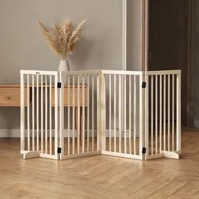 Comparer les prix de Barrière de sécurité pliable en bois massif pour animaux 4 panneaux modulables 206 x 35 5 x 76 cm