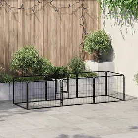Comparer les prix de vidaXL Parc pour chiens 8 panneaux Acier 60 x 80 cm Noir