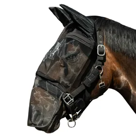 Meilleurs prix pour Masque anti-mouches pour cheval avec protection naseaux HKM Premium