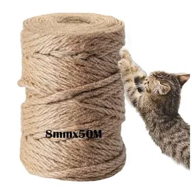 Meilleurs prix pour 50M Corde Arbre à Chat 8mm Corde Arbre a Chat Scratch Pilier Corde en Chanvre Naturel 8mm Décoration de Jardin et Maison