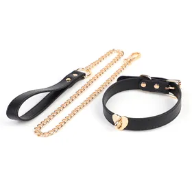 Comparer les prix de Ensemble Collier Noir Réglable pour Chien & Laisse Dorée, Cuir PU Avec Breloque Cœur, Pour Chiots & Chats noir