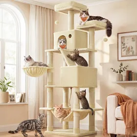 Meilleurs prix pour Arbre à Chat - FEANDREA - Grande Tour de Jeux - Hauteur 206 cm - Beige