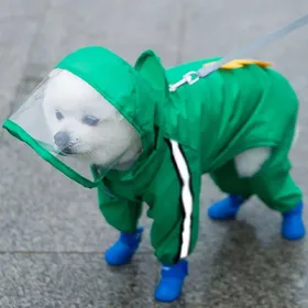 Comparer les prix de Imperméable à capuche pour chien, motif dessin animé amusant, veste de pluie imperméable pour animaux de compagnie, vêtements pour petits chiens, Teddy Golden Retriever Shiba Inu XXL