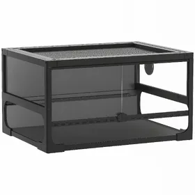 Comparer les prix de PawHut Terrarium Relevé et Pliable avec Couvercle et Parois en Verre Trempé et Plastique, 60x45x32 cm, Noir