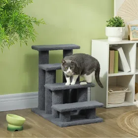 Comparer les prix de Arbre à chat gris 4 niveaux, 63,5 x 43 x 60 cm