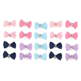 Comparer les prix de 20 pcs Nœuds pour Cheveux d'Animaux de Compagnie Faits Main Mignons Tendance Toilettage Chien Topknot avec Élastique pour Chiot white