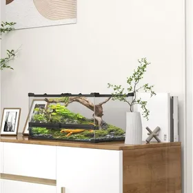 Comparer les prix de Terrarium en verre pour reptiles 50 x 30 x 25 cm noir base surélevée étanche portes avant verrouillables