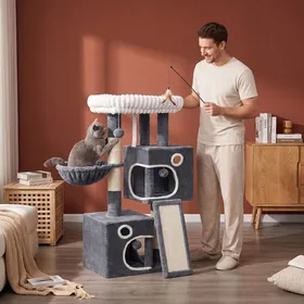 Comparer les prix de Arbre à chat luxueux : plateforme robuste durable chatière poteaux griffoirs sisal et éléments en peluche