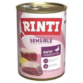 Meilleurs prix pour Lot RINTI Sensible 12 x 400 g pour chien - canard, pommes de terre, foie de poulet