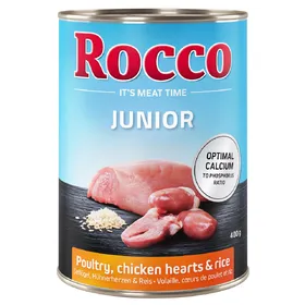 Meilleurs prix pour Rocco Junior 6 x 400 g -  cœur de poulet, riz, calcium