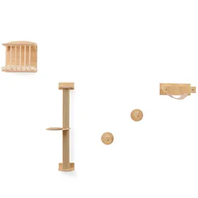 Meilleurs prix pour CostwayAccessoires Muraux 4 en 1 pour Chat Etagères Murales pour Chat avec Arbre à Chat à 3 Niveaux Hamac Griffoir et Tapis Naturel