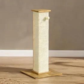 Meilleurs prix pour Rascador pour chat 38 x 38 x 80 cm poteau en sisal naturel et panneau effet chêne - Roble y Crema Aglomerado de Madera Sisal 38 x