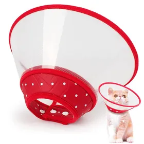 Comparer les prix de Collerette de protection pour chat Col élisabéthain réglable pour chaton, chiot, lapin, petits chiens après chirurgie (Red,M)