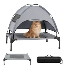 Meilleurs prix pour Niche Chien Surélevé dIntérieur Extérieur COSTWAY Toit Amovible en Tissu Oxford Fenêtres en Maille Sac de Transport Charge 20kg