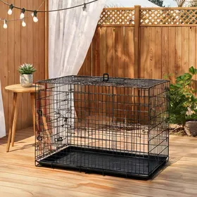 Meilleurs prix pour Cage pliable noire pour chien 121 cm avec plateau amovible structure acier et ABS