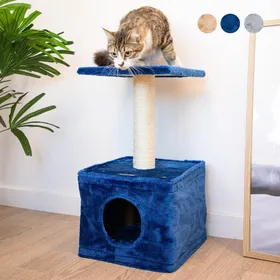 Comparer les prix de Petit arbre à chat base carrée - 57 cm - Zolia Manu - 3 coloris - Bleu