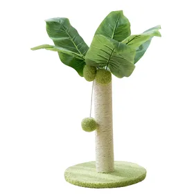 Comparer les prix de Arbre à chat 32 cm de haut, base 24 cm, boules suspendues, feuilles vertes, sisal et chanvre. vert