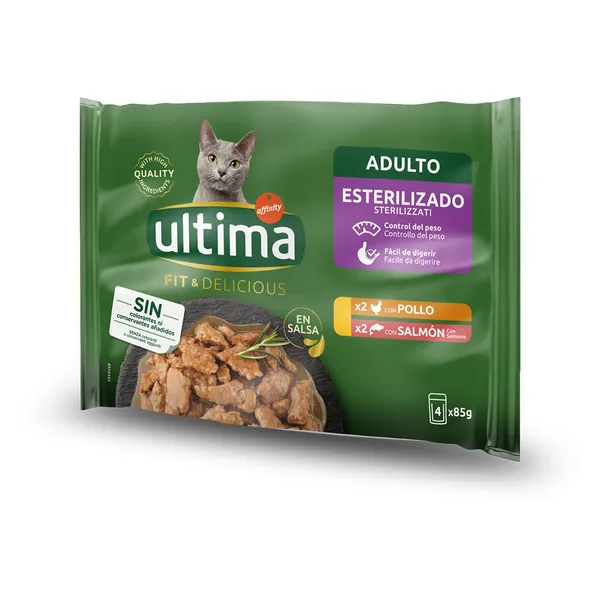 Ultima Stérilisé poulet, saumon - Pâtée pour chat – photo 2