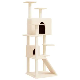 Meilleurs prix pour Arbre à chat meuble tour grimper jouet grattage grattoir escalade plateforme avec griffoirs en sisal 153 cm crème 02_0022483