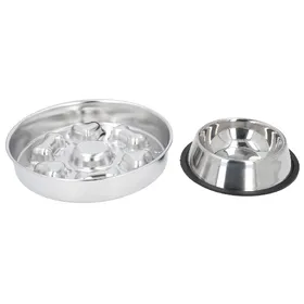 Comparer les prix de 2 Pièces Gamelles Chien Mangeoire Lente Acier Inoxydable Ralentir L'Alimentation Gamelles pour Animaux de Compagnie Nettoyage Facile Alimentation L(for 6.5-9kg) white