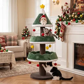 Comparer les prix de COSTWAY Arbre À Chat Sapin De Noël 143 Cm Tour MultiNiveaux Avec Condo Poteaux À Griffer Jouets Suspendus Pour Plusieurs Chats