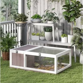 Meilleurs prix pour Enclos pour tortue en bois 91 x 605 x 32 cm avec 2 zones côtés extensibles dessus ouvrant et verrous marron