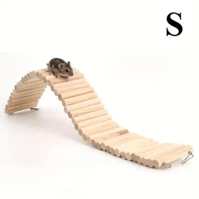 Meilleurs prix pour 1 pc Pont Échelle en Bois pour Hamster - Suspension d'Escalade Flexible pour Petits Animaux, Conception Durable en Bois Naturel, Idéal pour l'Enrichissement de Cage S beige