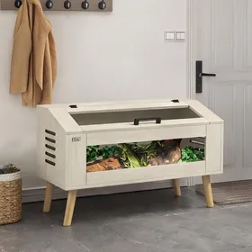Comparer les prix de Terrarium pour reptiles 140L en panneau de particules avec fenêtres en verre trempé 100 x 50 x 60 cm couleur bois naturel