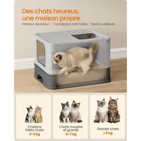 Meilleurs prix pour Bac à Litière pour Chat en Acier Inoxydable Anti-Odeur avec Tiroir Coulissant 54 3 x 42 5 x 37 8 cm Noir