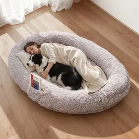 Meilleurs prix pour Lit pour Chien Humain-VEVOR-171x100x24 cm-Fermeture Éclair-Housse Amovible-Lavable en Machine-Gris