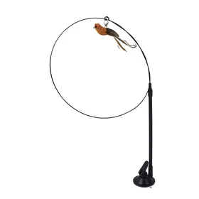 Comparer les prix de Jouets pour Chat Oiseau Simulé Plume Bâtonnet Taquin pour Chat Ventouse Époxy Fil d'Acier Tige Longue Chat Self Hi Ingrédients Non Nocifs brun foncé