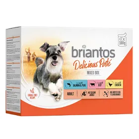 Meilleurs prix pour Lot Briantos Delicious Paté 48 x 100 g pour chien - lot mixte : poulet, bœuf, saumon