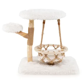 Comparer les prix de CostwayArbre à Chat Tour pour Chats avec Berceau Suspendu Pot de Grattage en Jute Perchoir Plateforme Rembourrée Doux Peluche Condo de Luxe Blanc