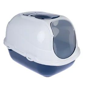 Comparer les prix de Maison de toilette TIAKI Wegie pour chat blanc/bleu foncé pour chat