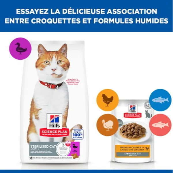 Hill's Science Plan Croquettes pour chat, Adulte, Stérilisé Canard 1,5 kg – photo 2