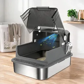 Comparer les prix de Bac à litière fermé en acier inoxydable 70 x 50 x 46 5 cm pour chats de grande - Negro Acero Inoxidable 70 x 50 x 46.5 cm Ref