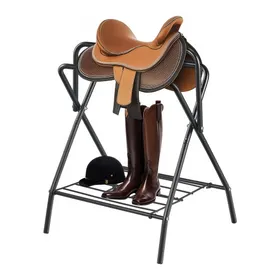 Comparer les prix de VEVOR Support de Selle Cheval, 2 Niveaux, Porte-selle Anglais Western Pliable Portable, Capacité de Charge 60 kg, Rangement pour Matériels Chevaux d'Équitation, Organisation de Sellerie, d'Écuries