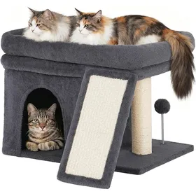 Meilleurs prix pour Arbre à chat pour gros chat adulte avec grande plate-forme - Griffoir en sisal résistant - Gris foncé pour intérieur