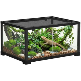 Comparer les prix de Terrarium pour Reptiles en Verre avec Double Serrure et Base Surélevée Noir (86.3L 60x45x32 cm